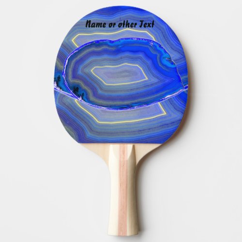 Bright Blue Polished Agate Slice Ping Pong Paddle