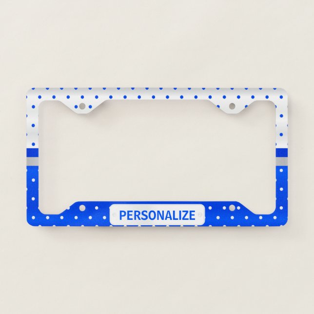 Bright Blue Polka Dot Pattern License Plate Frame (Front)