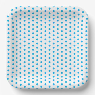 Bright Blue Polka Dots Preppy Multi use Paper Plates