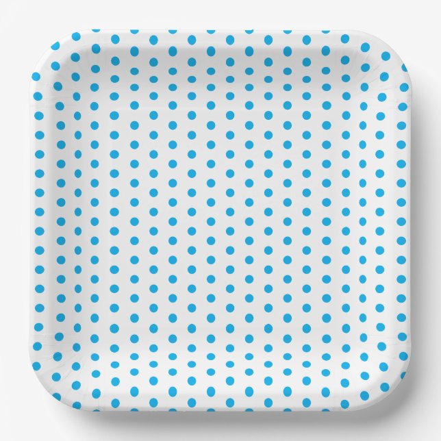 Bright Blue Polka Dots Preppy Multi use Paper Plates (Front)
