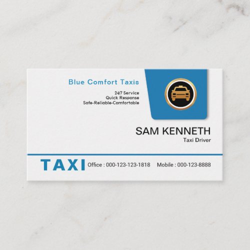 Bright Blue Pull_down Tab Taxi Service Business Card