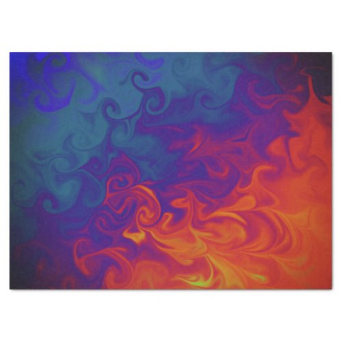 Bright Blue Purple Orange Swirl Abstract  Tissue Paper