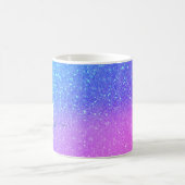 Bright Blue Purple Sparkly Glitter Ombre Monogram Coffee Mug (Center)