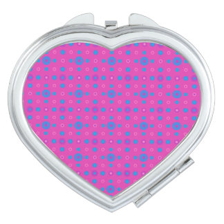 Bright Blue Quirky Polka Dots on Magenta Makeup Mirror