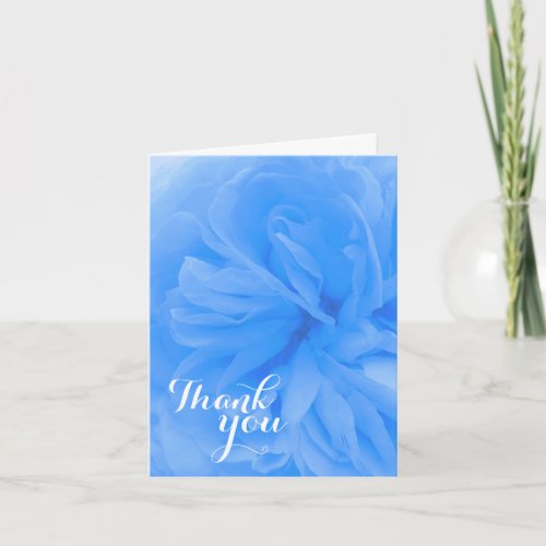 Bright blue rose thank you friend card