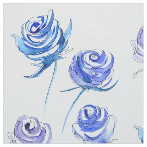 Bright blue roses fabric