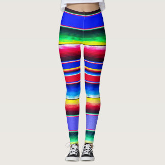 Bright Blue Serape Striped Leggings