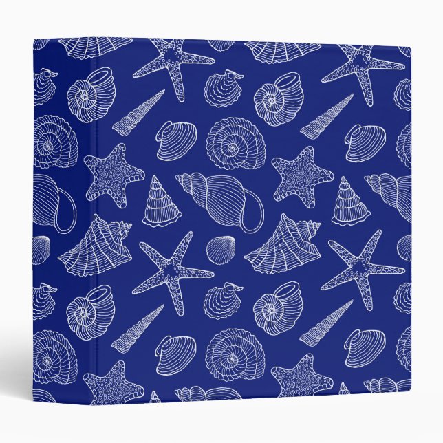 Bright Blue Shell Pattern 3 Ring Binder (Front/Spine)