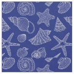 Bright Blue Shell Pattern | Add Your Initial 2 Fabric