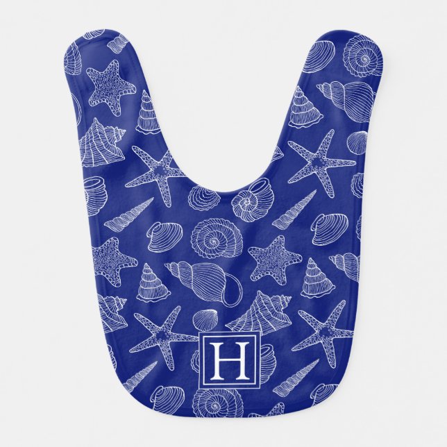 Bright Blue Shell Pattern | Add Your Initial Bib (Front)
