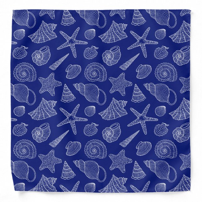 Bright Blue Shell Pattern Bandana (Front)