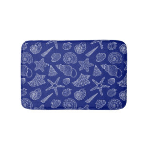 Bright Blue Shell Pattern Bathroom Mat