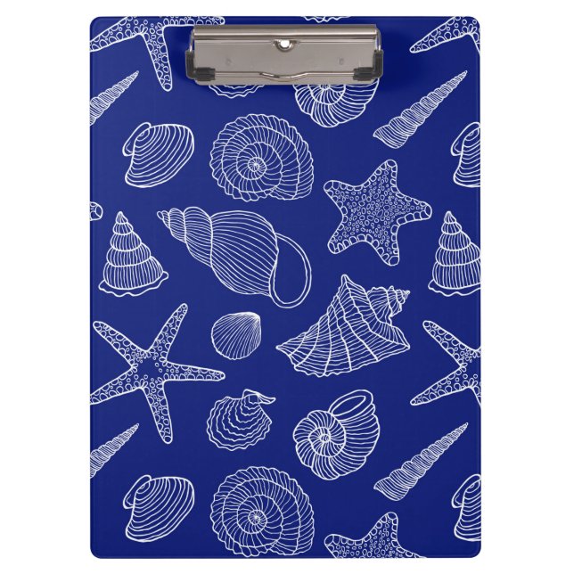 Bright Blue Shell Pattern Clipboard (Front)