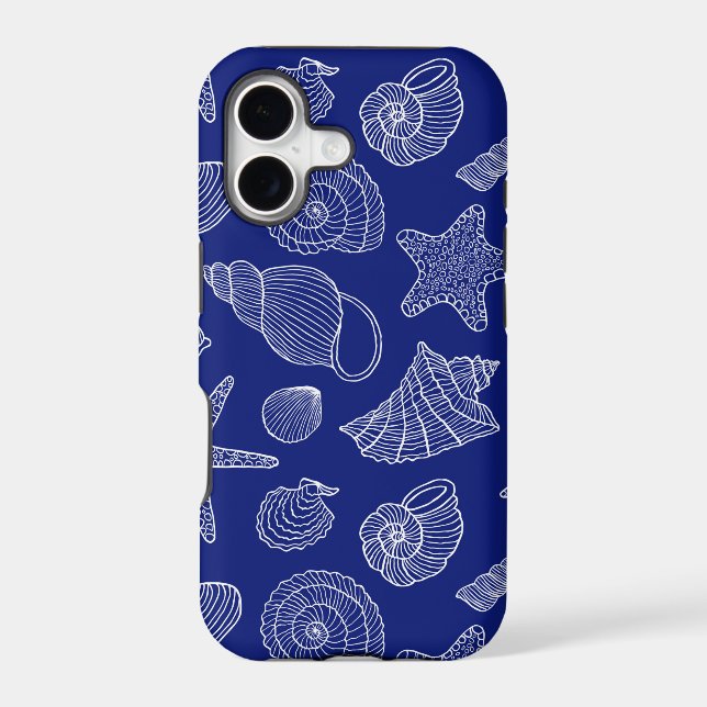 Bright Blue Shell Pattern Iphone Case (Back)