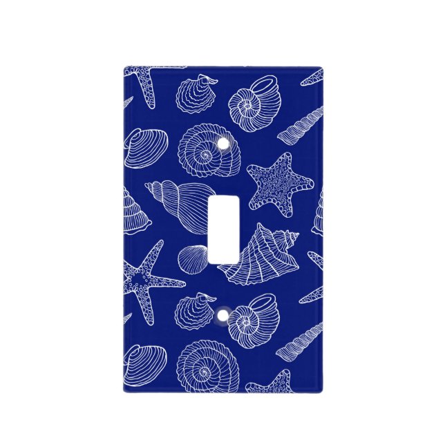 Bright Blue Shell Pattern Light Switch Cover (Front)
