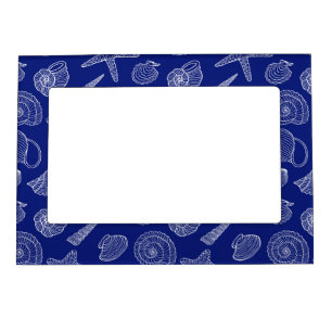 Bright Blue Shell Pattern Magnetic Picture Frame