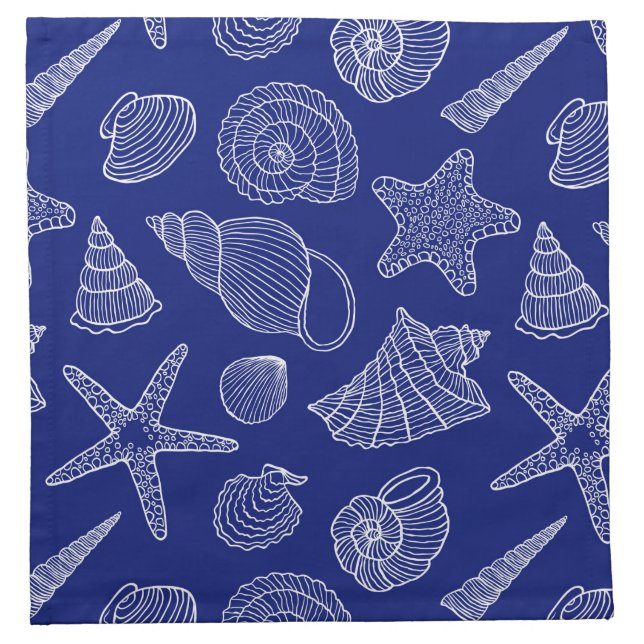 Bright Blue Shell Pattern Napkin (Front)
