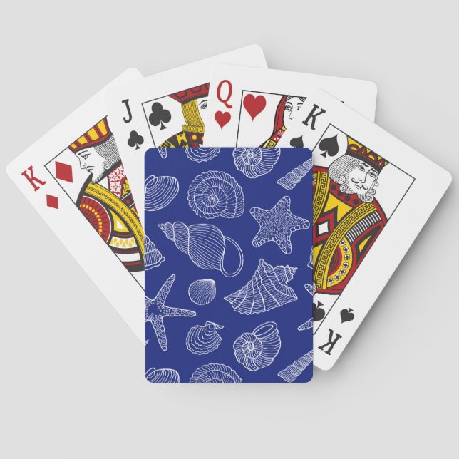 Bright Blue Shell Pattern Poker Cards (Back)