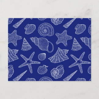Bright Blue Shell Pattern Postcard