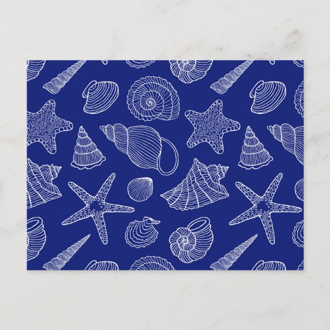 Bright Blue Shell Pattern Postcard (Front)