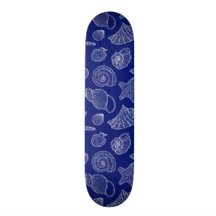 Bright Blue Shell Pattern Skateboard