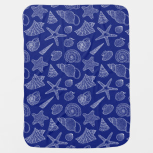 Bright Blue Shell Pattern Swaddle Blanket