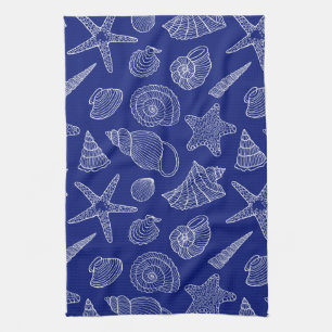 Bright Blue Shell Pattern Towel