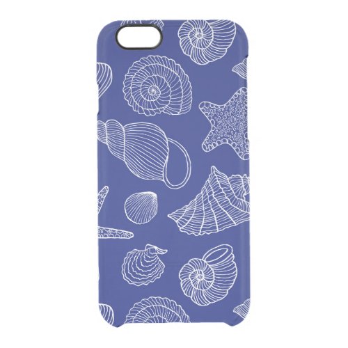 Bright Blue Shell Pattern Clear iPhone 66S Case