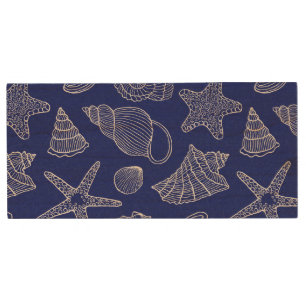 Bright Blue Shell Pattern Wood USB Flash Drive