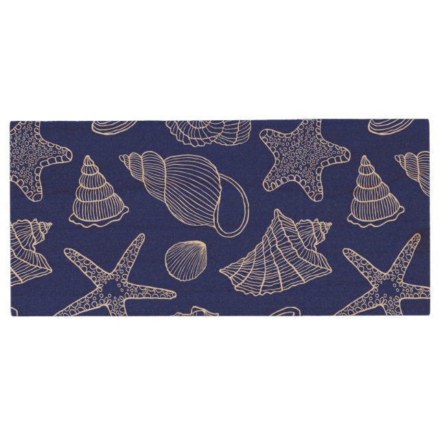 Bright Blue Shell Pattern Wood USB Flash Drive (Front)