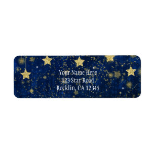 Bright Blue & Silver Starry Celestial Invitation Label