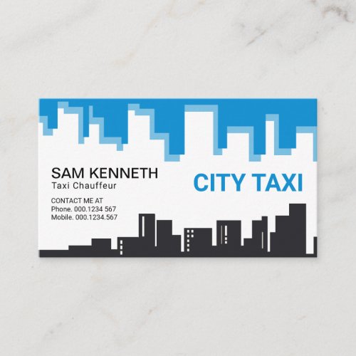 Bright Blue Sky Building Silhouette Taxi Driver Business Card