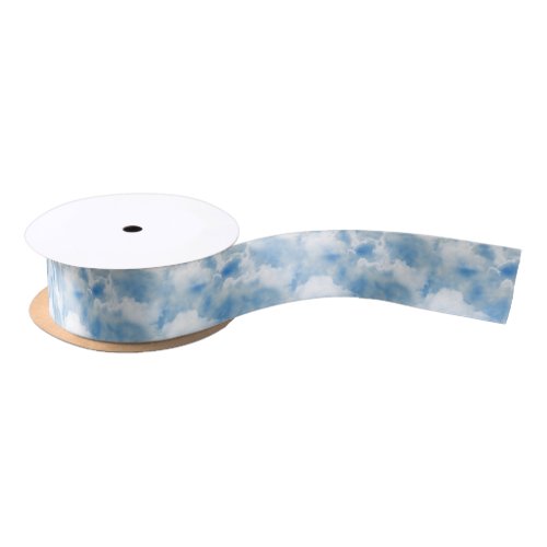 Bright Blue Sky with Fluffy White Clouds Satin Ribbon