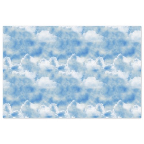 Bright Blue Sky with Fluffy White Clouds Tissue Paper