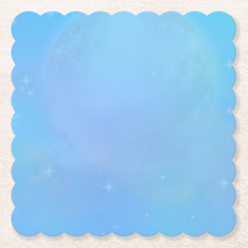 Bright Blue Sky with Stars  Clouds Paper Coaster