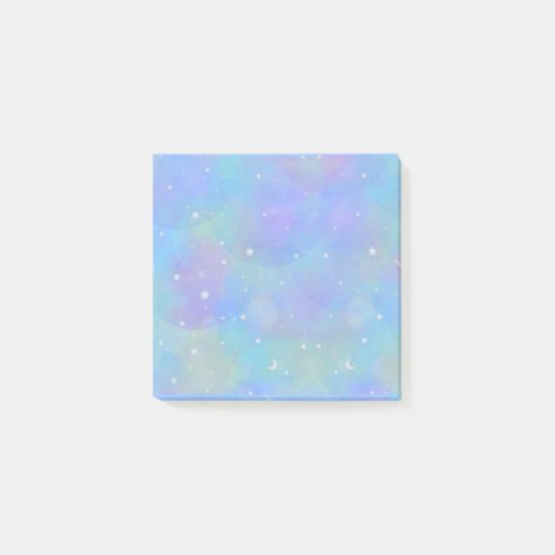 Bright Blue Sky with Stars  Clouds Post_It Notes 
