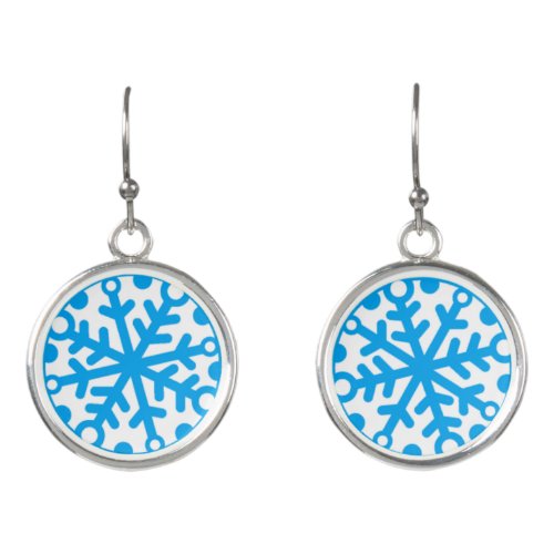 Bright Blue Snowflake Earrings