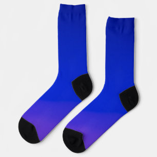 Bright blue socks with a gradient to purple near