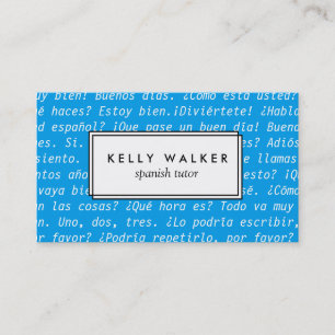 Bright blue Spanish language typography Business Card