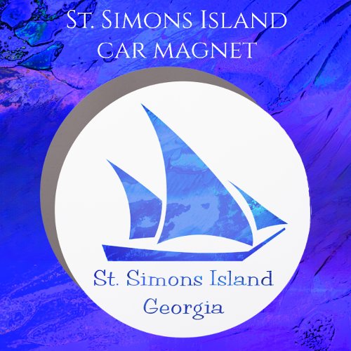 Bright Blue St Simons Island GA Sailboat Car Magnet