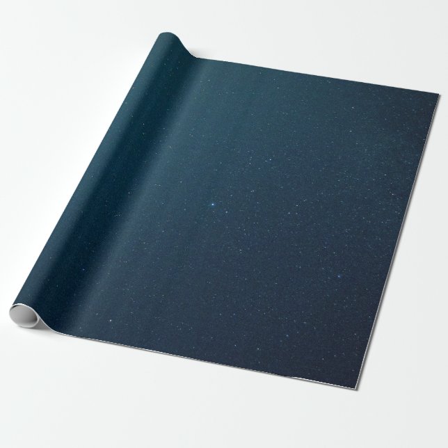 Bright Blue Starry Night Time Sky Wrapping Paper (Unrolled)