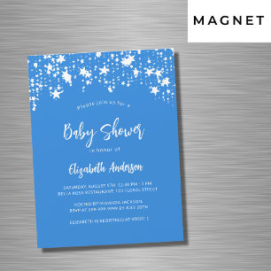 Bright blue stars boy luxury baby shower magnetic invitation