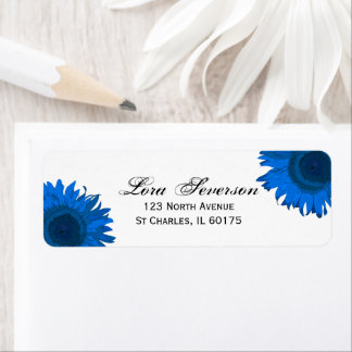 Bright Blue Sunflowers Return Address Label