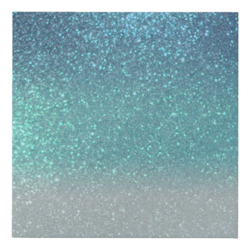 Bright Blue Teal Sparkly Glitter Ombre Gradient Faux Canvas Print