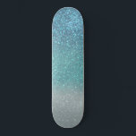 Bright Blue Teal Sparkly Glitter Ombre Gradient Skateboard<br><div class="desc">This elegant, glamorous, and chic print is perfect for the trendy and stylish girly girl. It features a faux printed sparkly bright blue glitter into teal green into pastel blue triple gradient ombre. It's modern, pretty, girly, unique, and cool. ***IMPORTANT DESIGN NOTE: For any custom design request such as matching...</div>