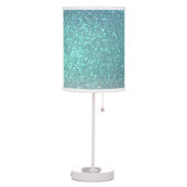 Bright Blue Teal Sparkly Glitter Ombre Gradient Table Lamp (Left)