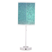 Bright Blue Teal Sparkly Glitter Ombre Gradient Table Lamp (Back)