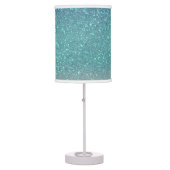 Bright Blue Teal Sparkly Glitter Ombre Gradient Table Lamp (Front)