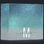 Bright Blue Teal Sparkly Glitter Ombre Monogram 3 Ring Binder<br><div class="desc">This elegant, glamorous, and chic print is perfect for the trendy and stylish girly girl. It features a faux printed sparkly bright blue glitter into teal green into pastel blue triple gradient ombre. It's modern, pretty, girly, unique, and cool. Just customize this design with your own personalized monogram family name...</div>