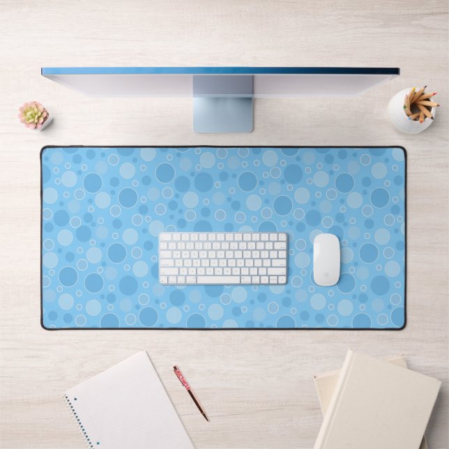 bright blue tones with polka dots in retro sixties desk mat (Office 1)